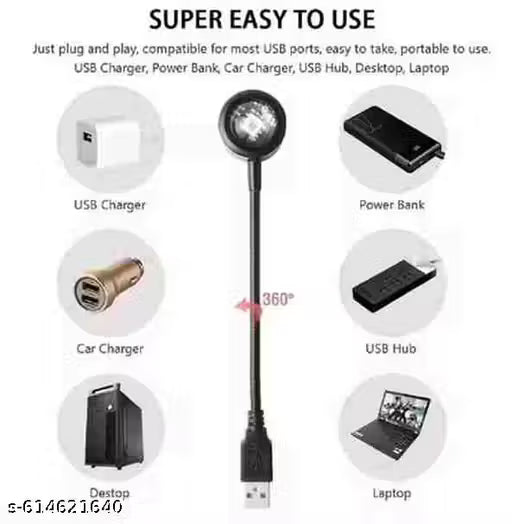 Classic 360 DEGREE ROTATION USB SUNSET LAMP PROJECTOR NIGHT LIGHT + 2025 ROMANTIC AUTO ROOF USB STAR WITH MINI DISCO